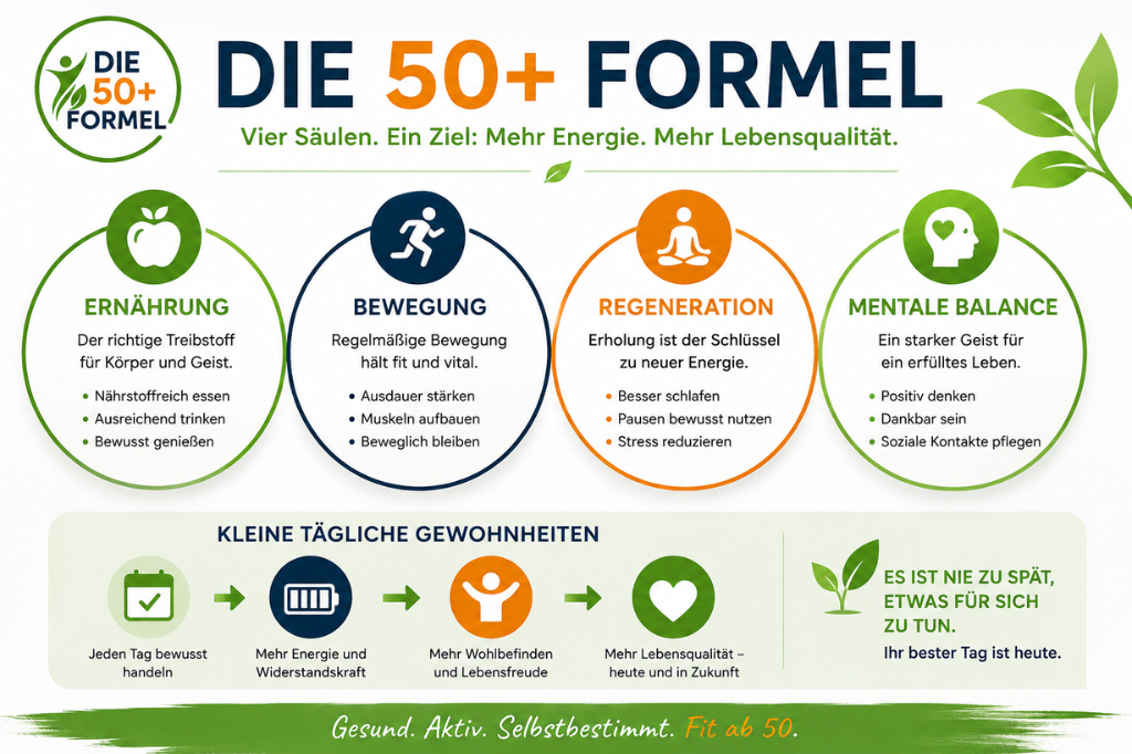 Fit und gesund ab 50 mit der 50+ Formel - Infografik